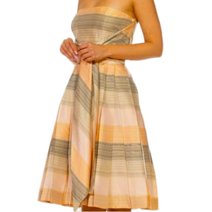 Armani Collezioni Peach Tan Silk Taffeta Strapless Sundress Size 4
